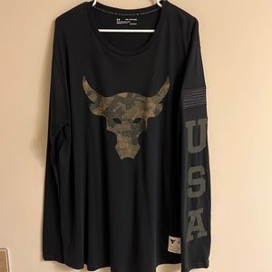 Mens Project Rock L/S Shirt Black Size XXL